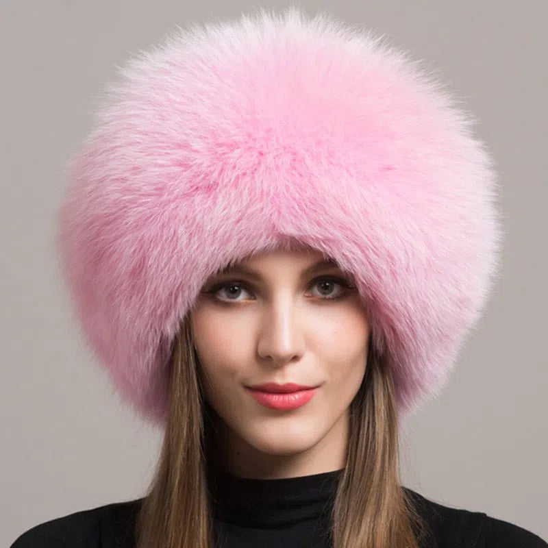 Hot Sale 100% natural Fox Fur Hat Women Cap Thick Fur Cap Winter Warm Hat Female Fashion For Women Hat With Earmuffs Hat-Maas