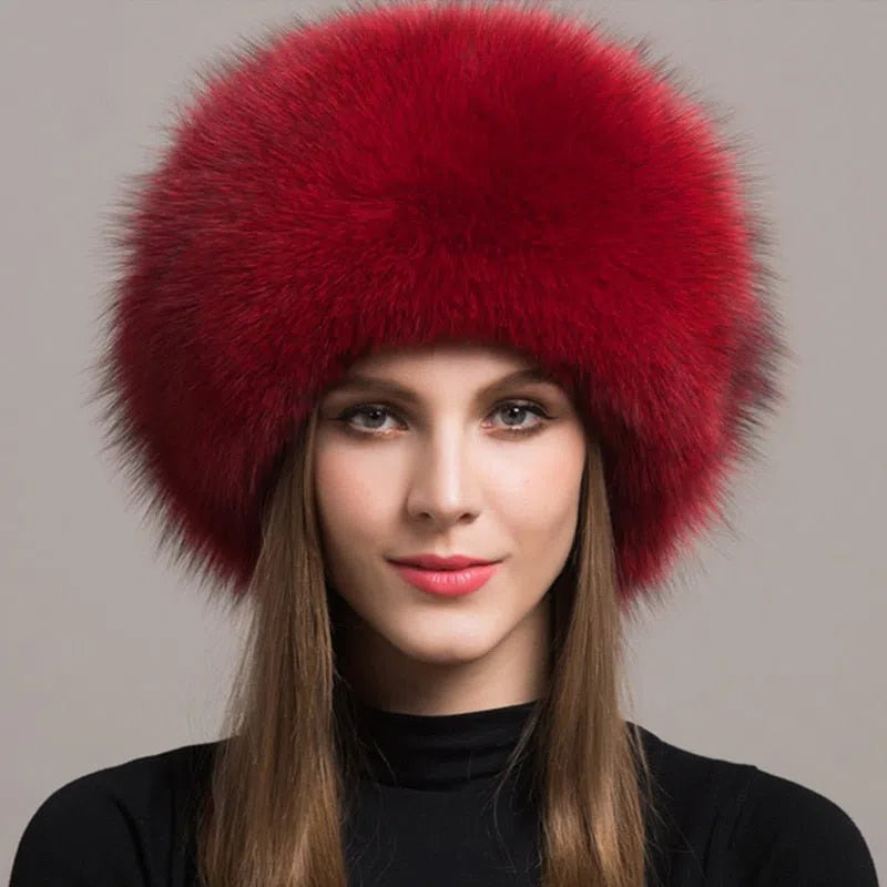 Hot Sale 100% natural Fox Fur Hat Women Cap Thick Fur Cap Winter Warm Hat Female Fashion For Women Hat With Earmuffs Hat-Maas