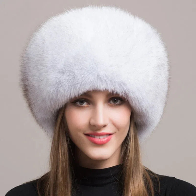 Hot Sale 100% natural Fox Fur Hat Women Cap Thick Fur Cap Winter Warm Hat Female Fashion For Women Hat With Earmuffs Hat-Maas