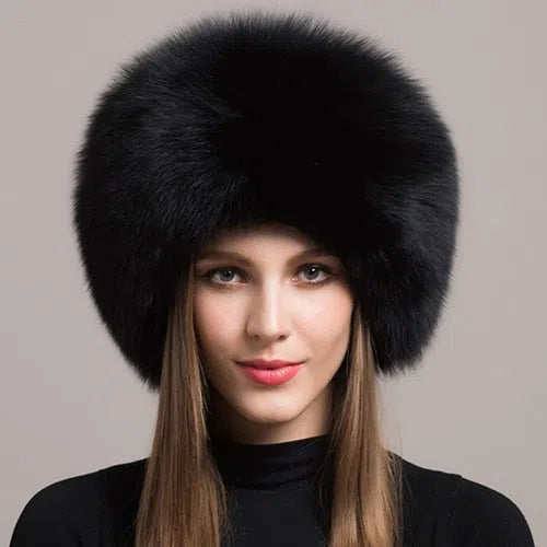 Hot Sale 100% natural Fox Fur Hat Women Cap Thick Fur Cap Winter Warm Hat Female Fashion For Women Hat With Earmuffs Hat-Maas