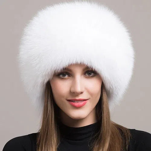 Hot Sale 100% natural Fox Fur Hat Women Cap Thick Fur Cap Winter Warm Hat Female Fashion For Women Hat With Earmuffs Hat-Maas