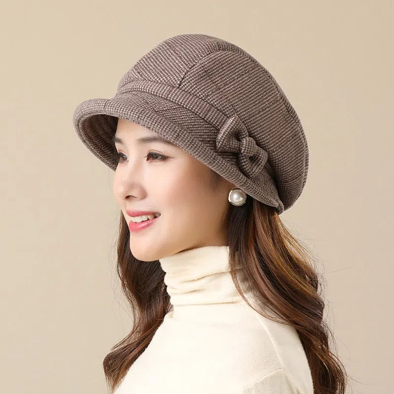 Ladies Party Hat Middle-aged and Elderly Warm All-match Basin Hats Autumn and Winter Fashion Youth Leisure Simple Fisherman Cap-Maas