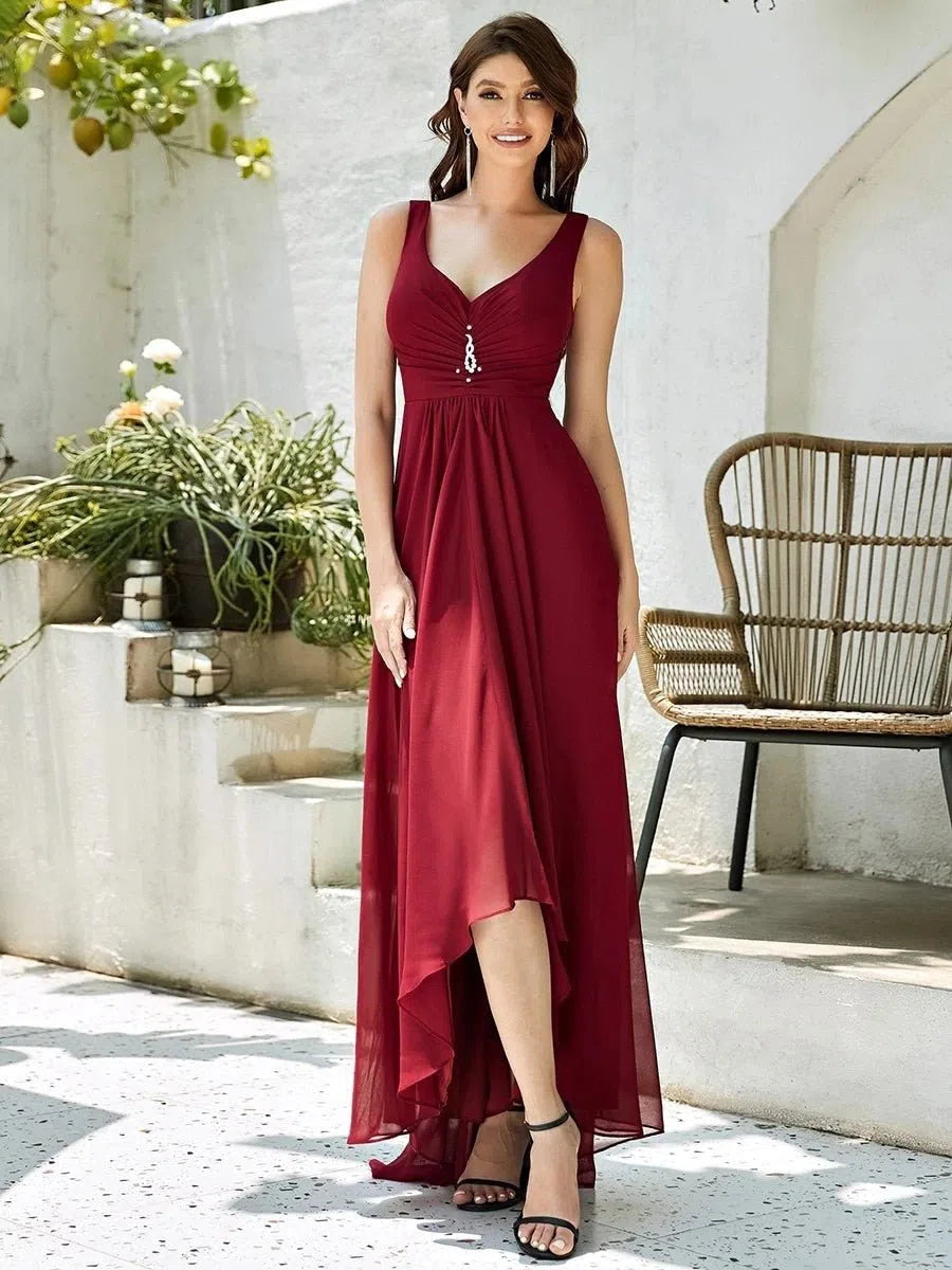 Luxury Evening Dresses V-Neck Sleeveless Chiffon Floor-Length-Maas