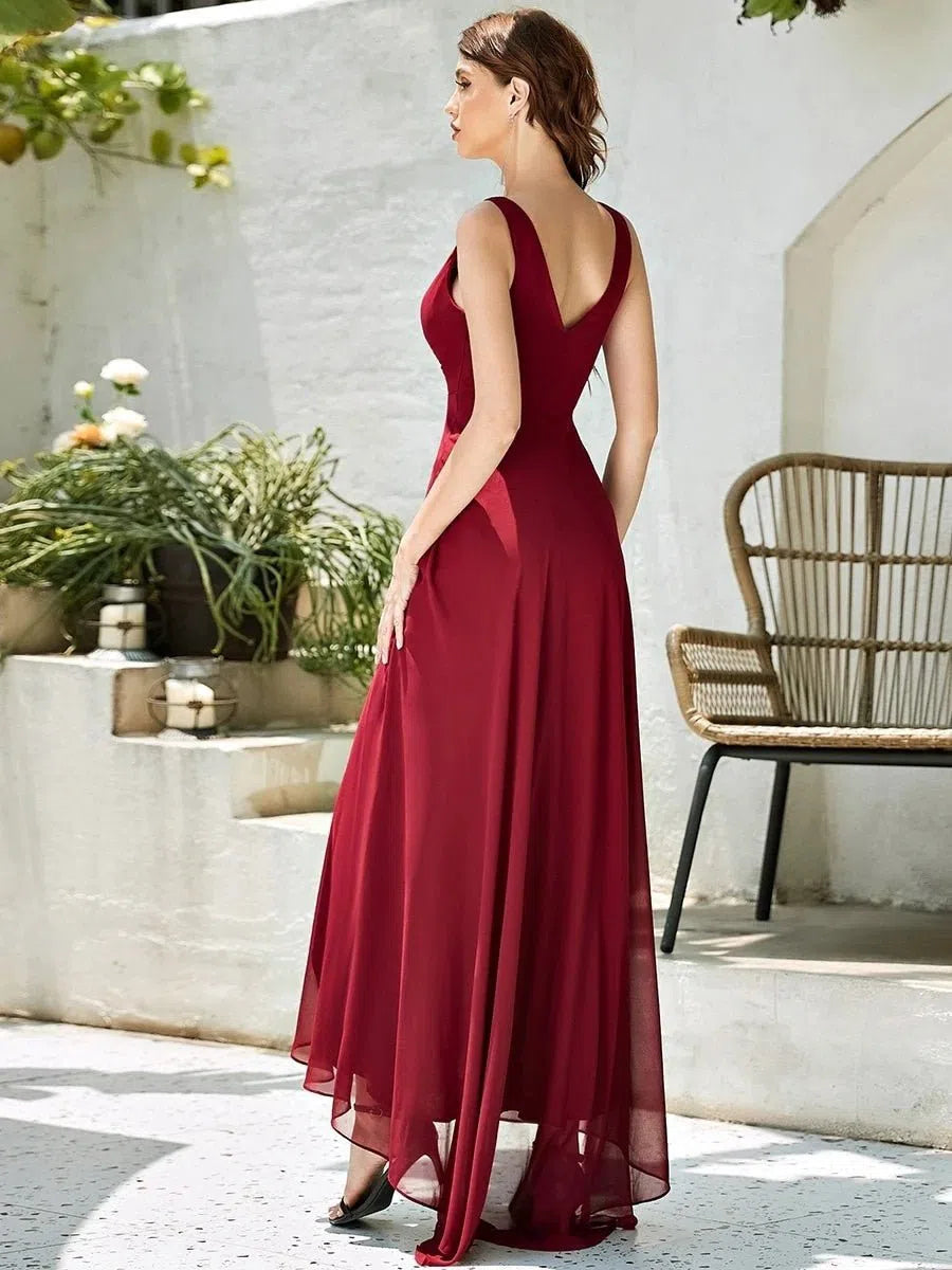 Luxury Evening Dresses V-Neck Sleeveless Chiffon Floor-Length-Maas