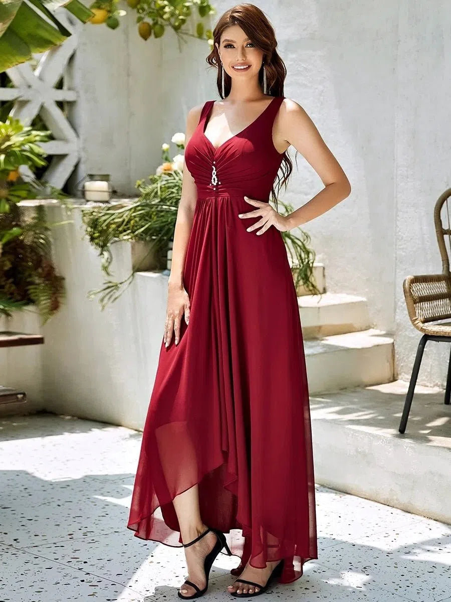 Luxury Evening Dresses V-Neck Sleeveless Chiffon Floor-Length-Maas