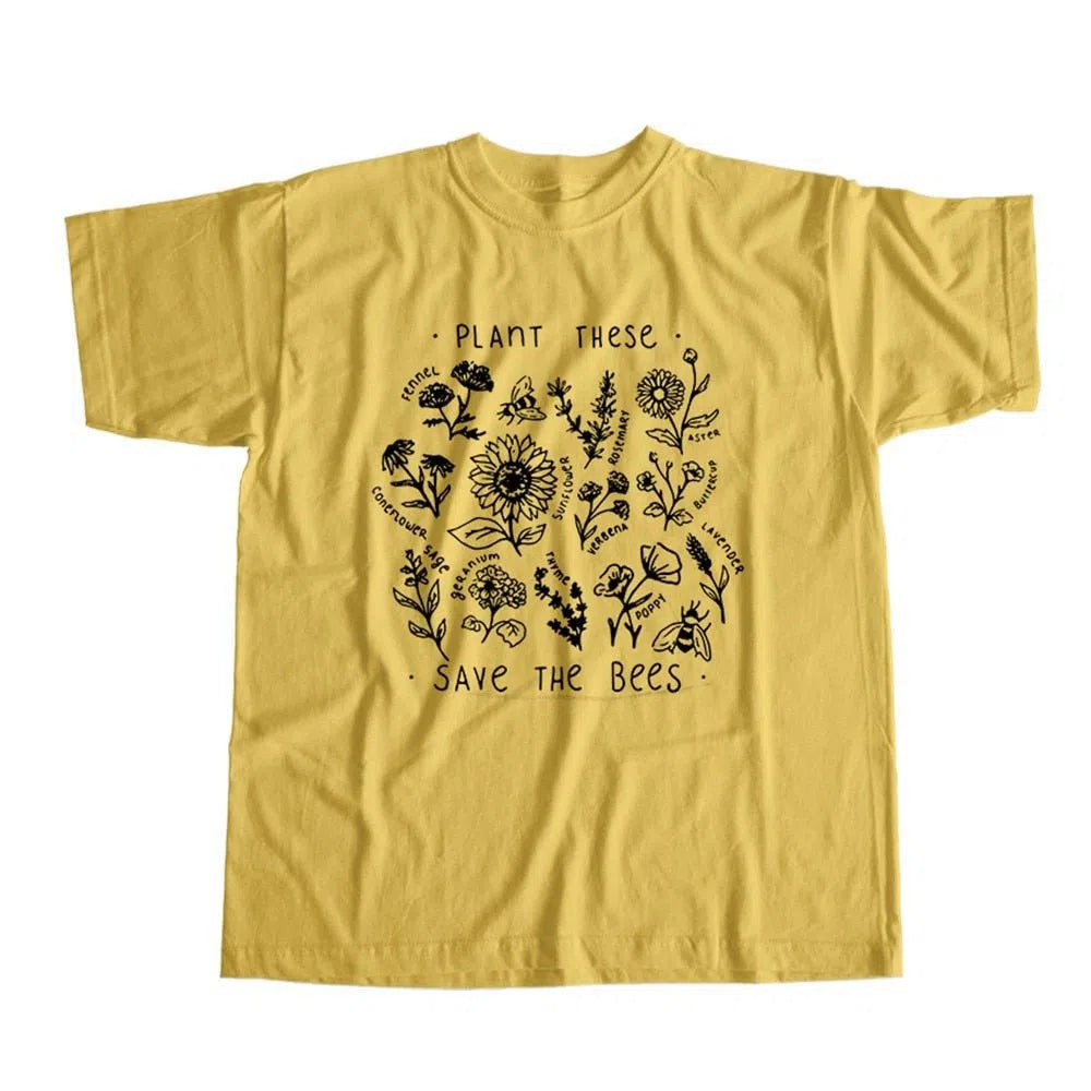 Men's 100% Cotton O-neck Bees Print T-Shirt Loose-Maas