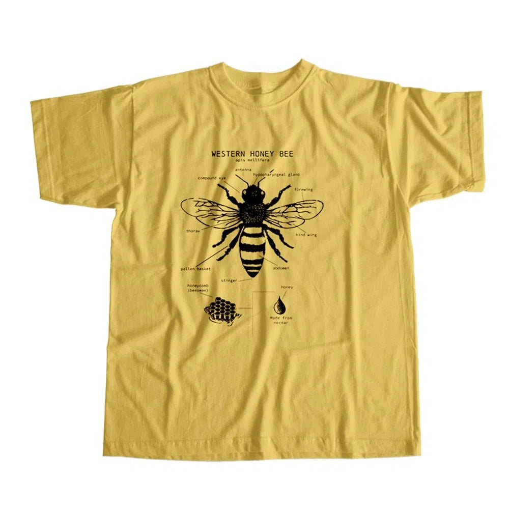 Men's 100% Cotton O-neck Bees Print T-Shirt Loose-Maas