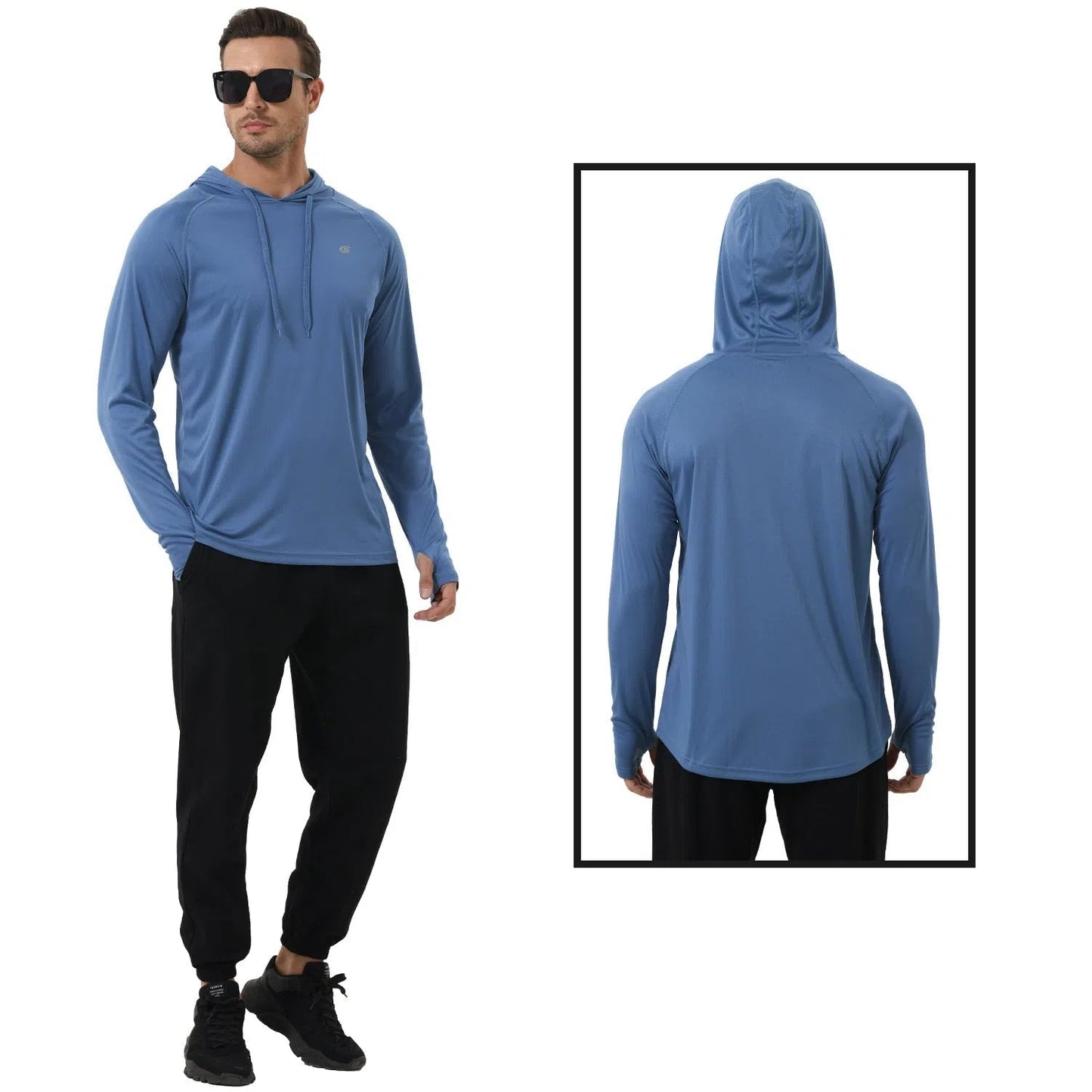 Men's Athletic Hoodie Long Sleeve Fishing Hiking Workout Outdoor Beach-Maas