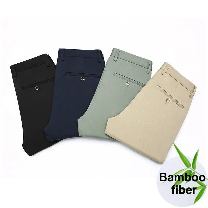 Men's Bamboo Fiber Casual Pants Business Stretch Trousers-Maas