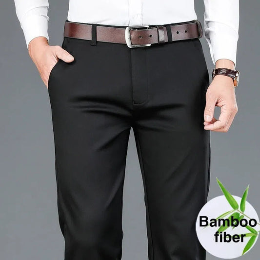 Men's Bamboo Fiber Casual Pants Business Stretch Trousers-Maas