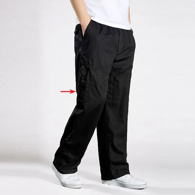 Men's Casual Cargo Pants Multi Pocket Straight Jogger Trousers-Maas