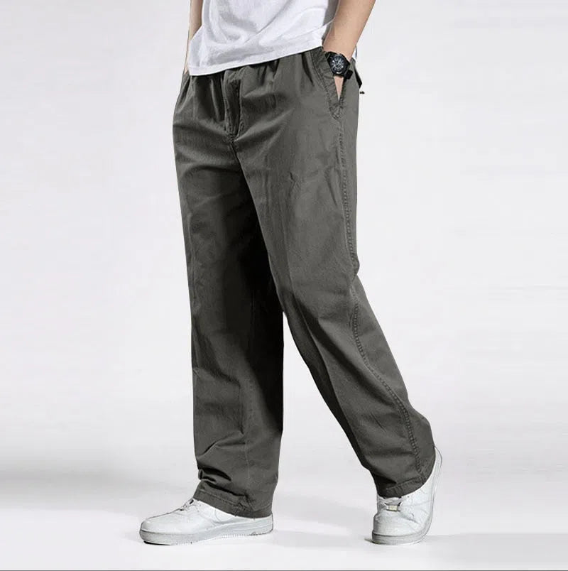 Men's Casual Cargo Pants Multi Pocket Straight Jogger Trousers-Maas