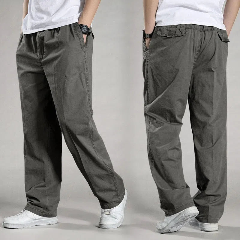 Men's Casual Cargo Pants Multi Pocket Straight Jogger Trousers-Maas