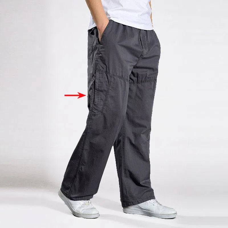 Men's Casual Cargo Pants Multi Pocket Straight Jogger Trousers-Maas