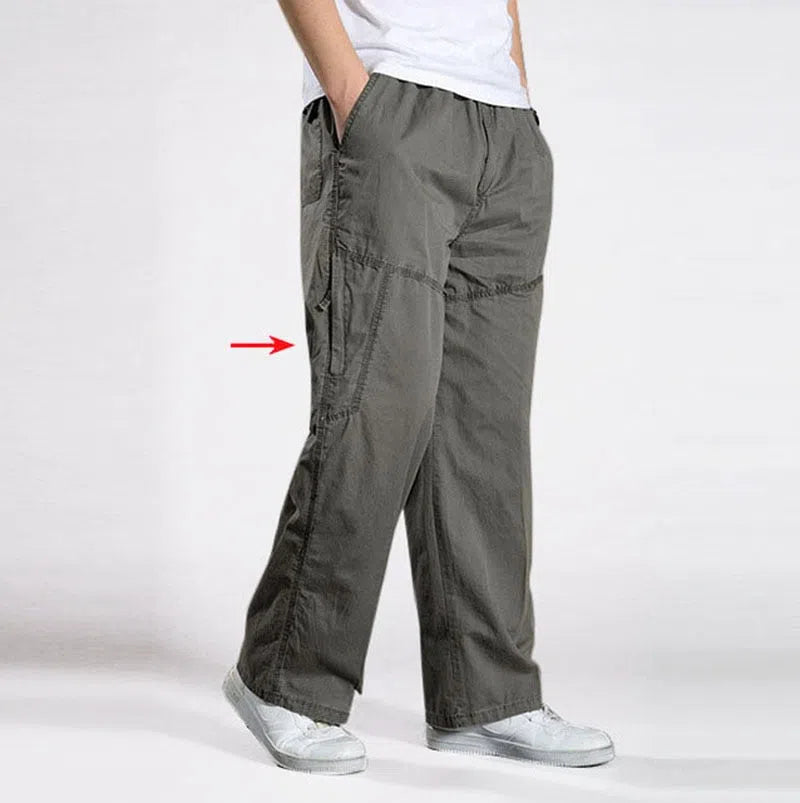 Men's Casual Cargo Pants Multi Pocket Straight Jogger Trousers-Maas