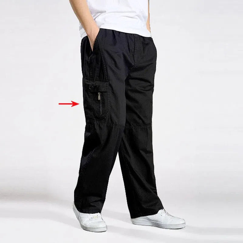 Men's Casual Cargo Pants Multi Pocket Straight Jogger Trousers-Maas