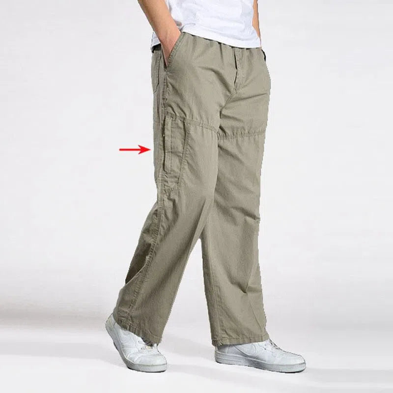 Men's Casual Cargo Pants Multi Pocket Straight Jogger Trousers-Maas