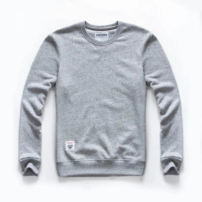 Men's Cloth Sweatshirt Solid O-Neck Sport Sweater-Maas