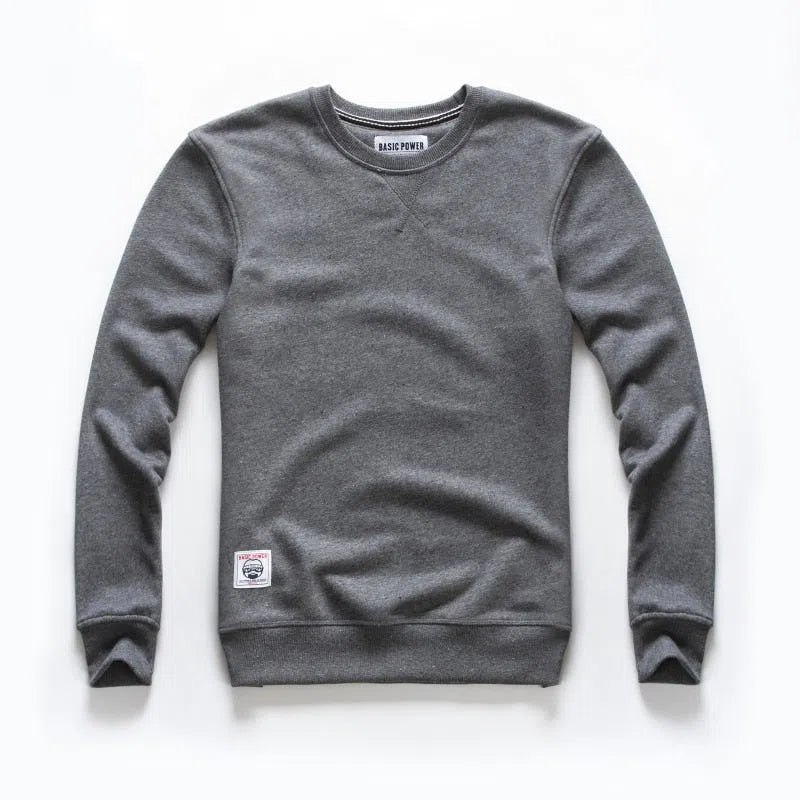 Men's Cloth Sweatshirt Solid O-Neck Sport Sweater-Maas