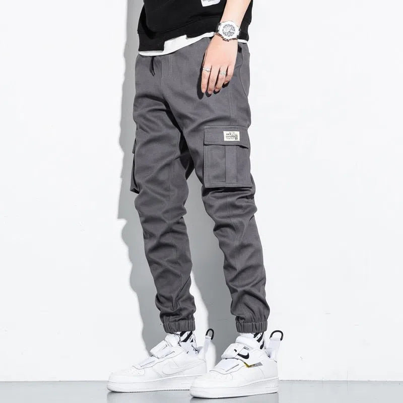 Men's Cotton Cargo Pants Drawstring Casual Jogging-Maas