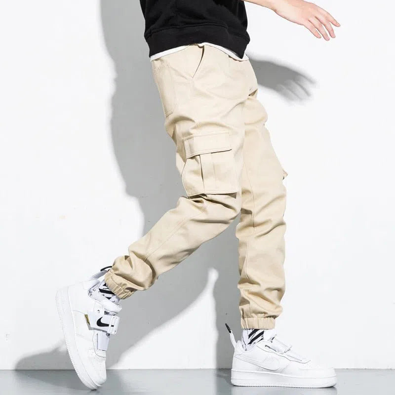 Men's Cotton Cargo Pants Drawstring Casual Jogging-Maas