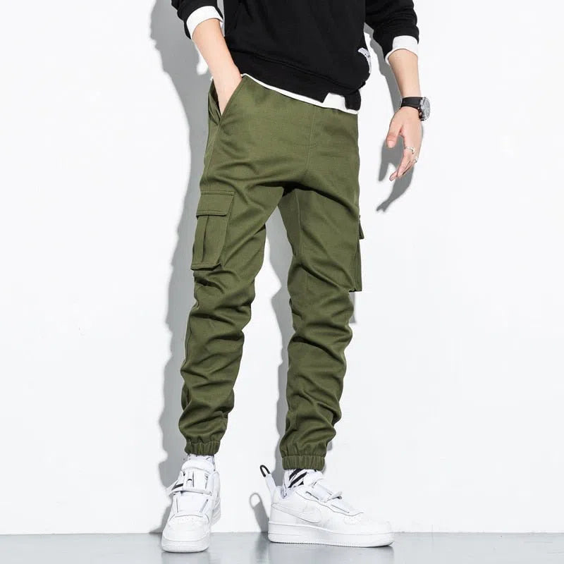 Men's Cotton Cargo Pants Drawstring Casual Jogging-Maas