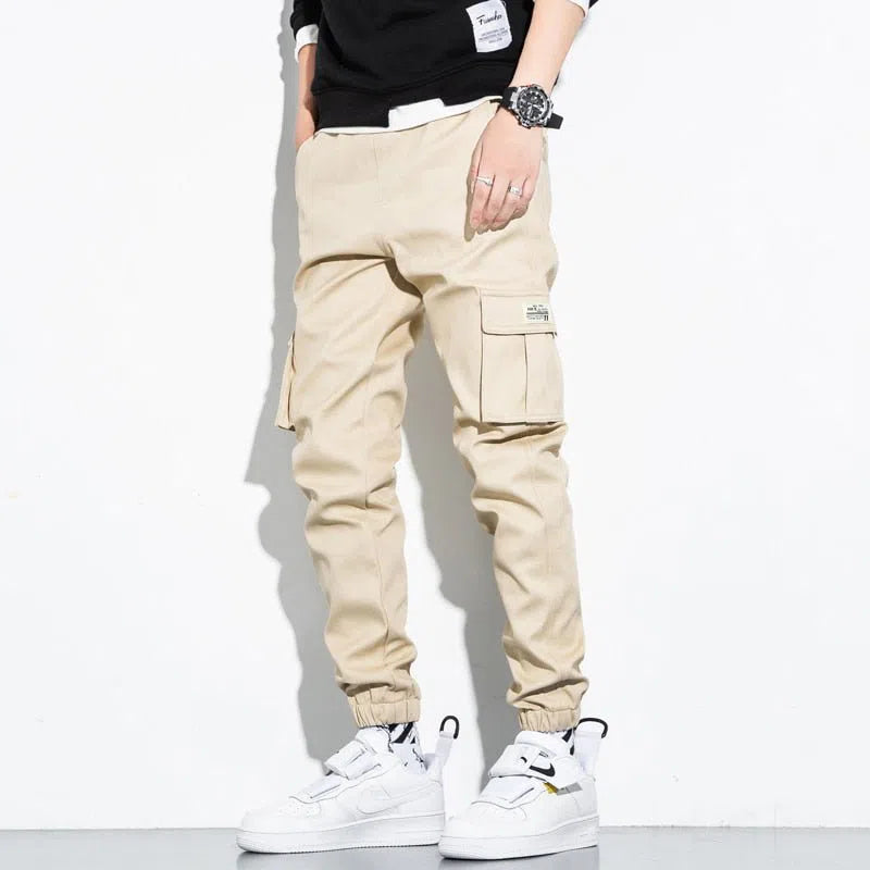 Men's Cotton Cargo Pants Drawstring Casual Jogging-Maas