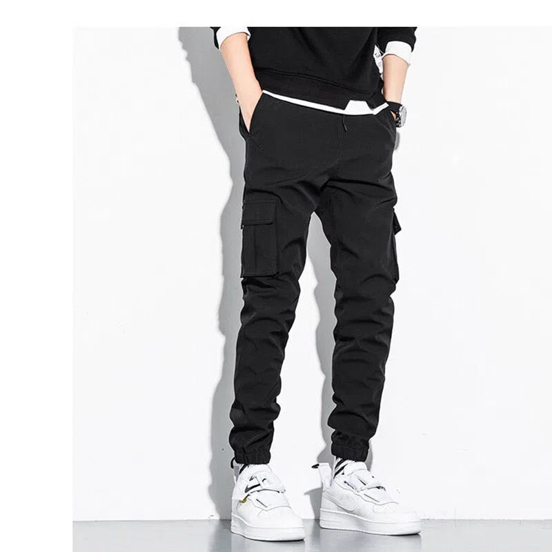 Men's Cotton Cargo Pants Drawstring Casual Jogging-Maas