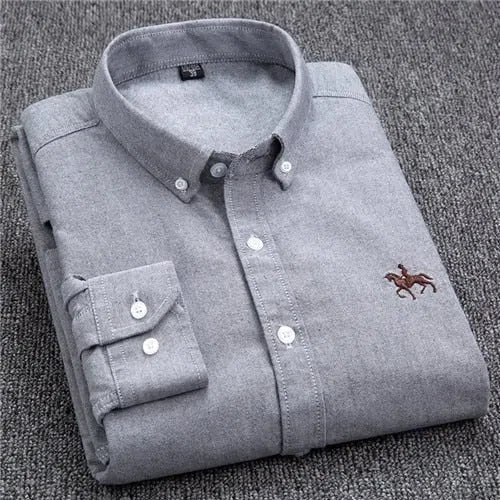 Men's Cotton Oxford Shirt Long Sleeve-Maas