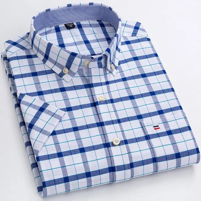 Men's Cotton Oxford Shirt Short Sleeve-Maas