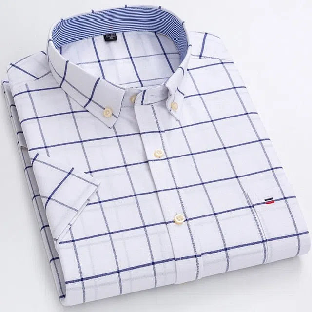 Men's Cotton Oxford Shirt Short Sleeve-Maas