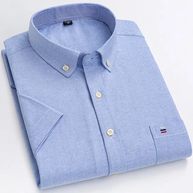 Men's Cotton Oxford Shirt Short Sleeve-Maas