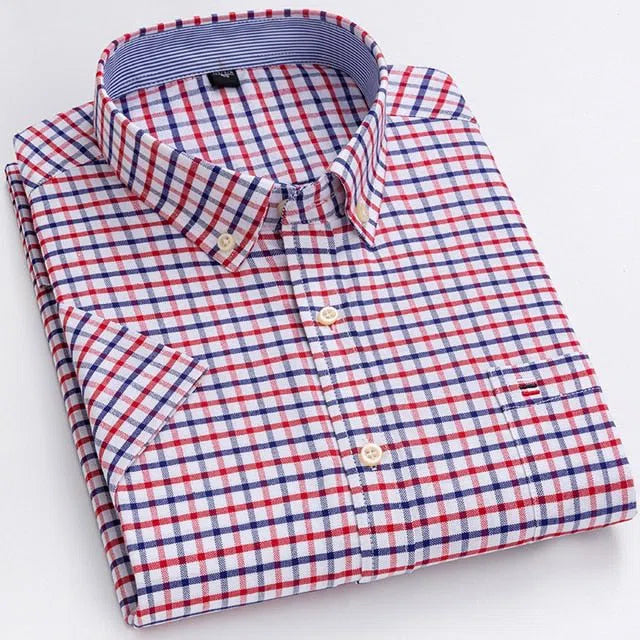 Men's Cotton Oxford Shirt Short Sleeve-Maas