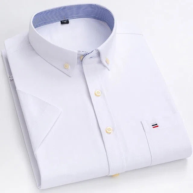 Men's Cotton Oxford Shirt Short Sleeve-Maas