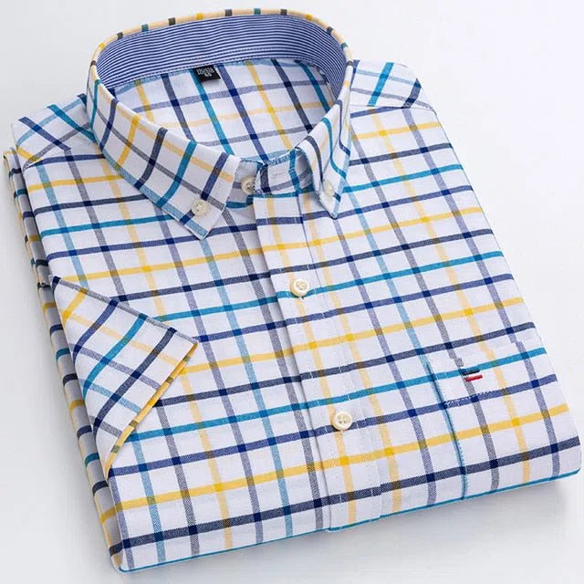 Men's Cotton Oxford Shirt Short Sleeve-Maas