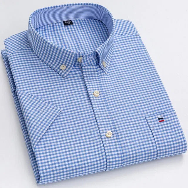 Men's Cotton Oxford Shirt Short Sleeve-Maas