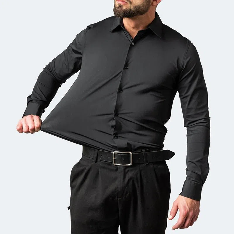 Men's Elastic Non-iron Long Sleeves Business Casual Shirt-Maas