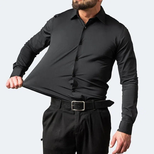 Men's Elastic Non-iron Long Sleeves Business Casual Shirt-Maas