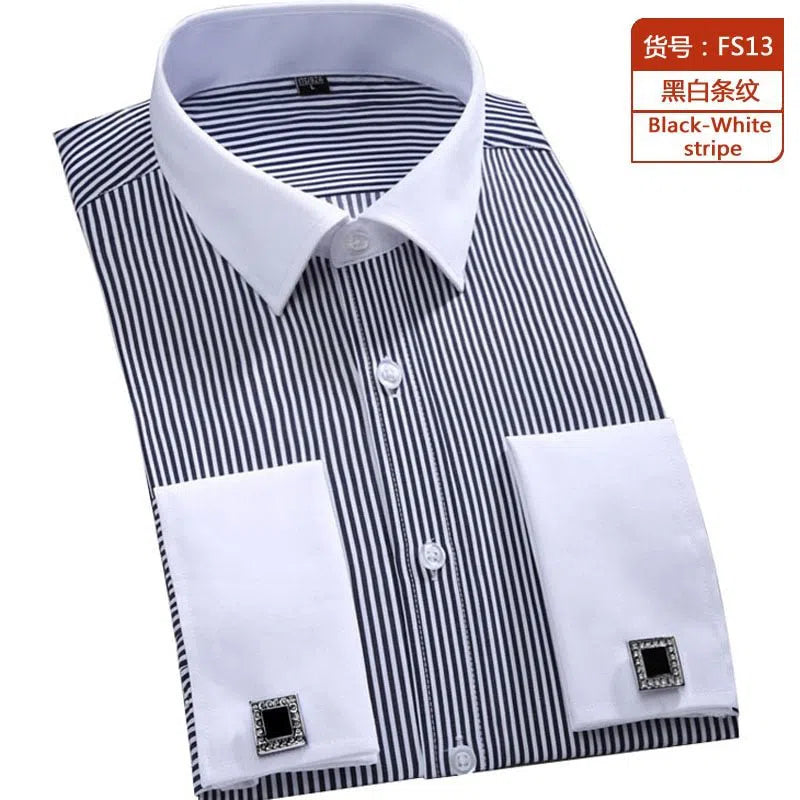 Men's French Cuff Shirt Long Sleeve Formal Business Cufflinks-Maas