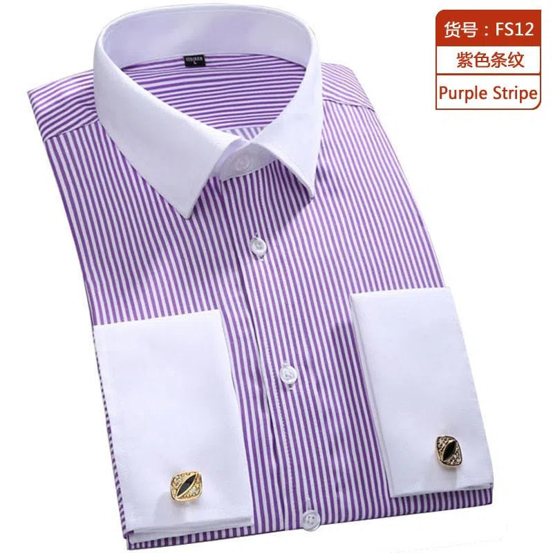 Men's French Cuff Shirt Long Sleeve Formal Business Cufflinks-Maas