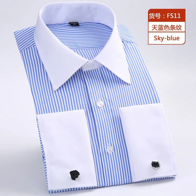 Men's French Cuff Shirt Long Sleeve Formal Business Cufflinks-Maas