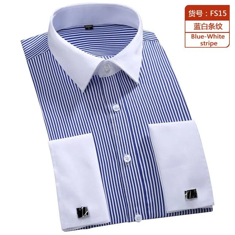 Men's French Cuff Shirt Long Sleeve Formal Business Cufflinks-Maas