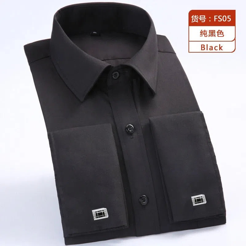 Men's French Cuff Shirt Long Sleeve Formal Business Cufflinks-Maas