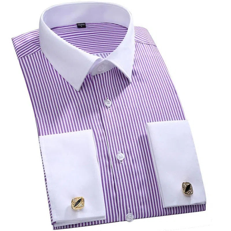 Men's French Cuff Shirt Long Sleeve Formal Business Cufflinks-Maas