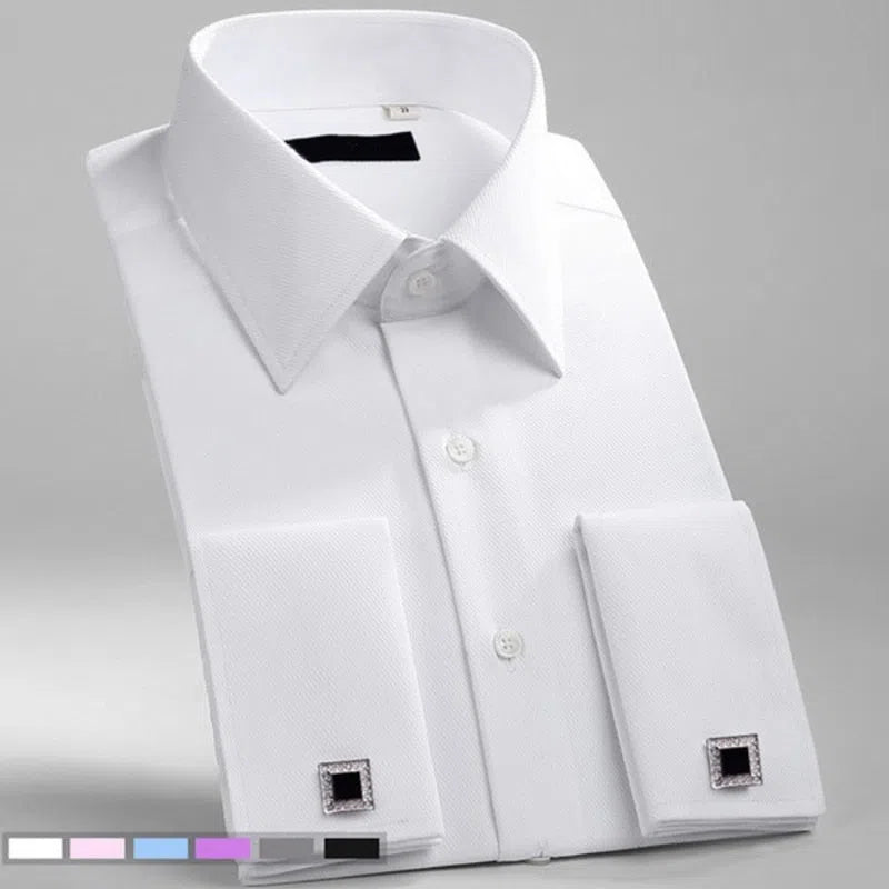 Men's French Cuff Shirt Long Sleeve Formal Business Cufflinks-Maas