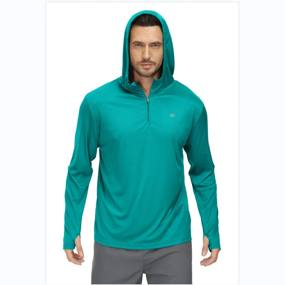 Men's Long Sleeve Hoodie Fishing Hiking Workout Cooling With Zip-Maas