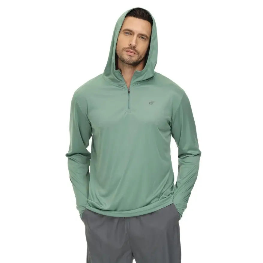 Men's Long Sleeve Hoodie Fishing Hiking Workout Cooling With Zip-Maas