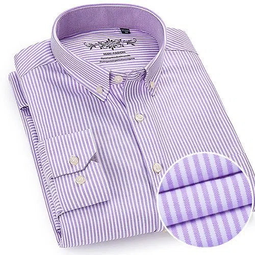 Men's Long Sleeve Solid Oxford Shirt Single Patch Pocket-Maas