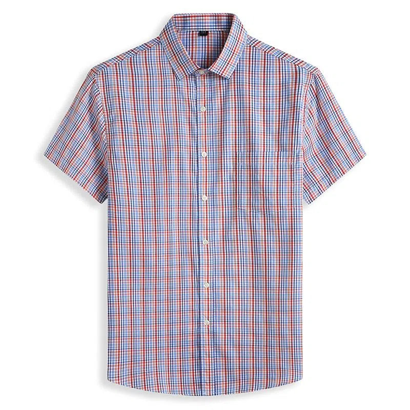 Men's Plus Size Shirts Casual Classic 100% Cotton Short Sleeves-Maas