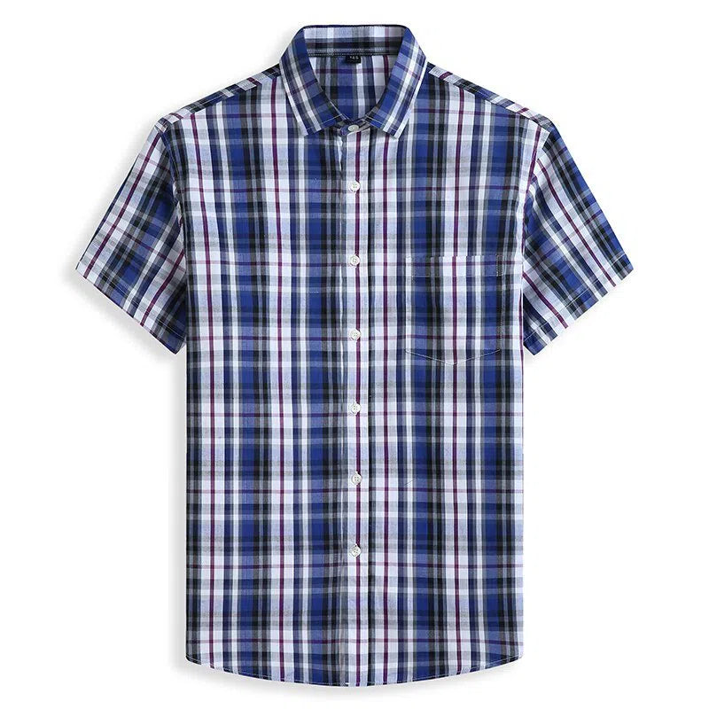 Men's Plus Size Shirts Casual Classic 100% Cotton Short Sleeves-Maas